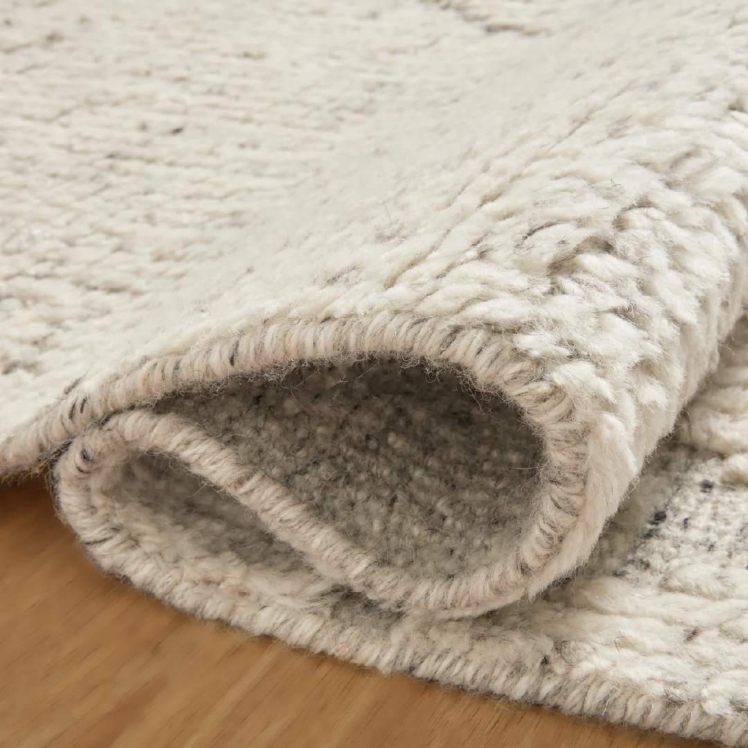 Moroccan Ribbed Grey Ivory Rug  | Best Moroccan Rugs Online